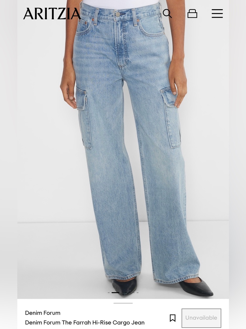 Denim Forum The Farrah Hi-rise  Wide-Leg Cargo Jeans size 31